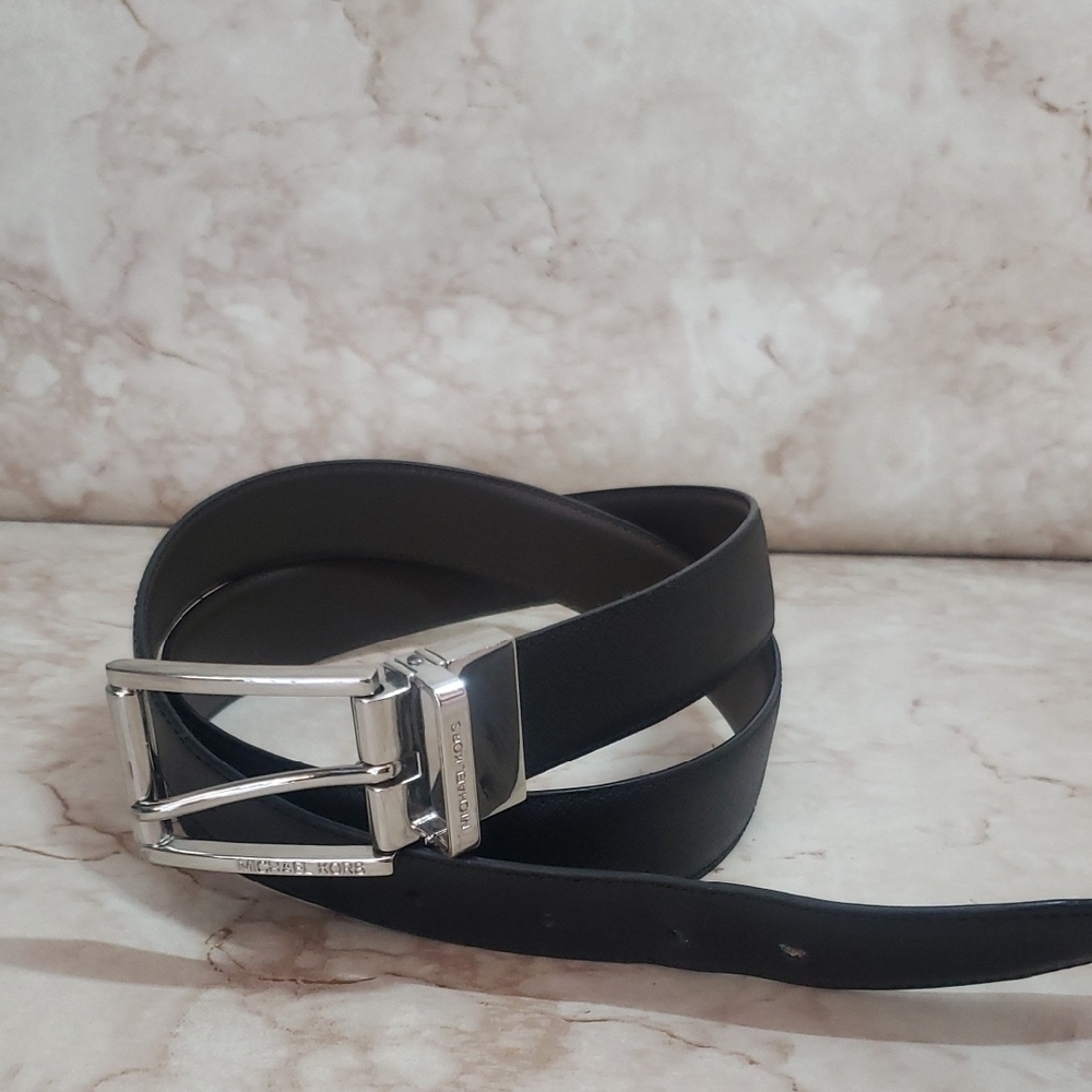 MK Men's Black/ Brown Reversible Leather Belt Size 38